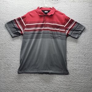 GIOBERTI Men's Polo Shirt Size M Red Gray Striped Short Sleeve Cotton Blend